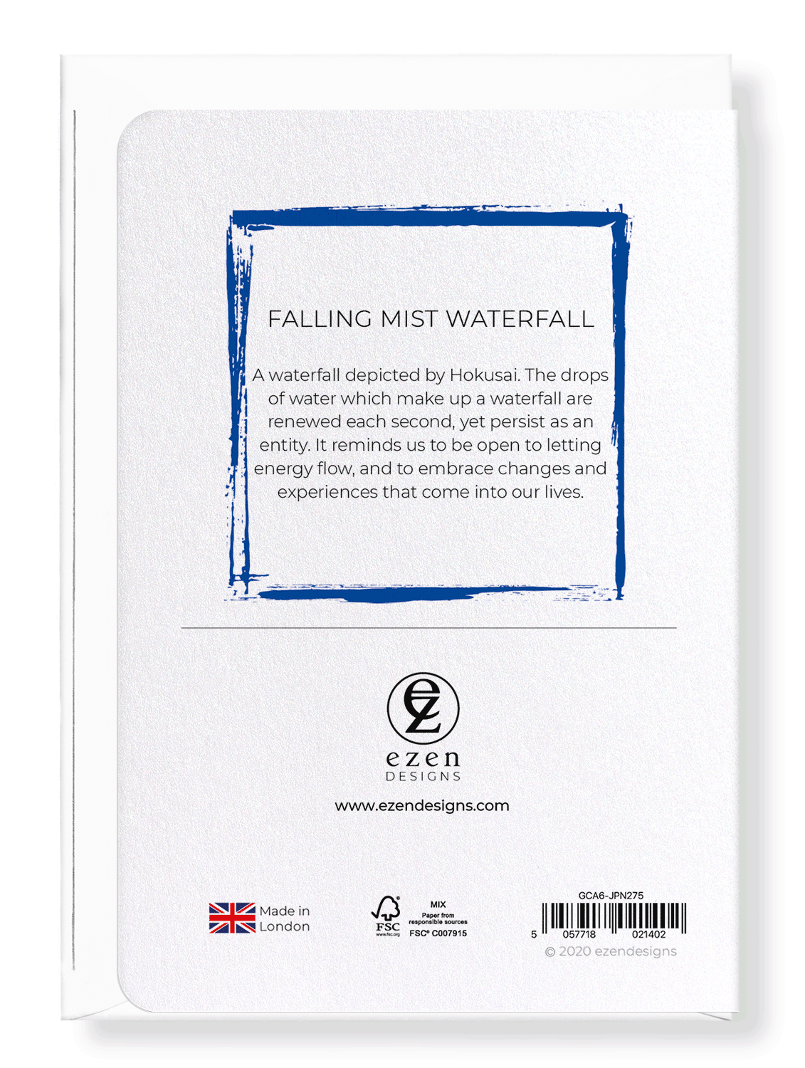 Ezen Designs - Falling mist waterfall - Greeting Card - Back