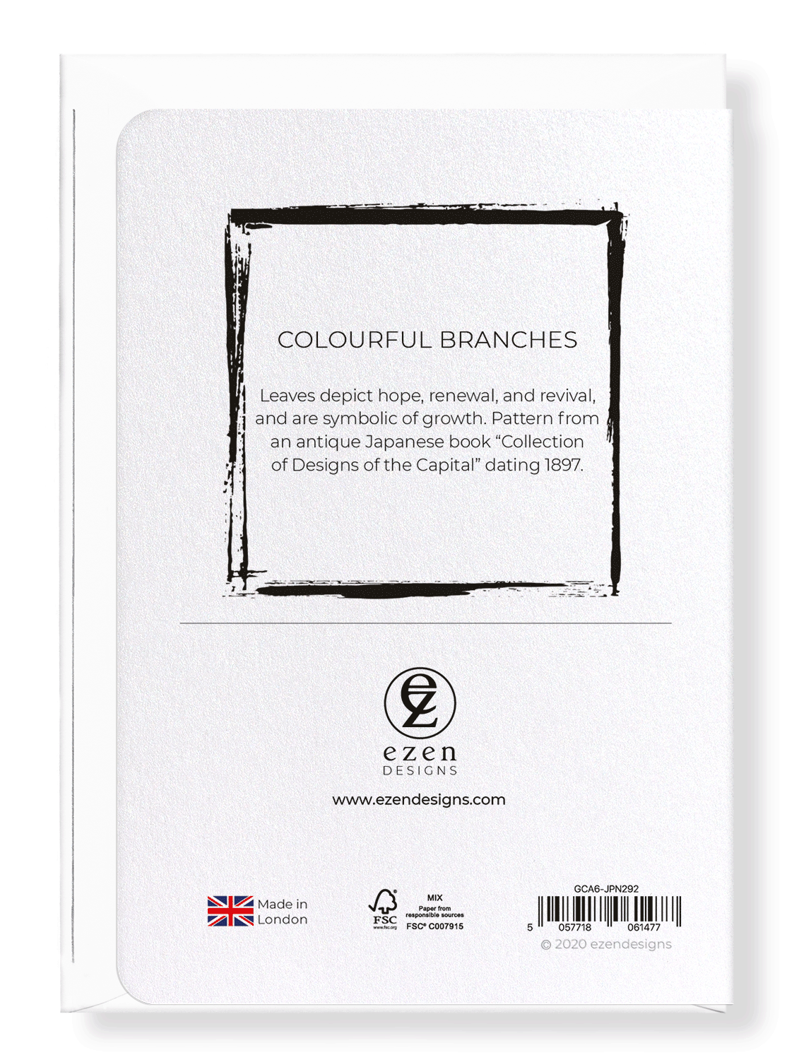 Ezen Designs - Colourful branches - Greeting Card - Back