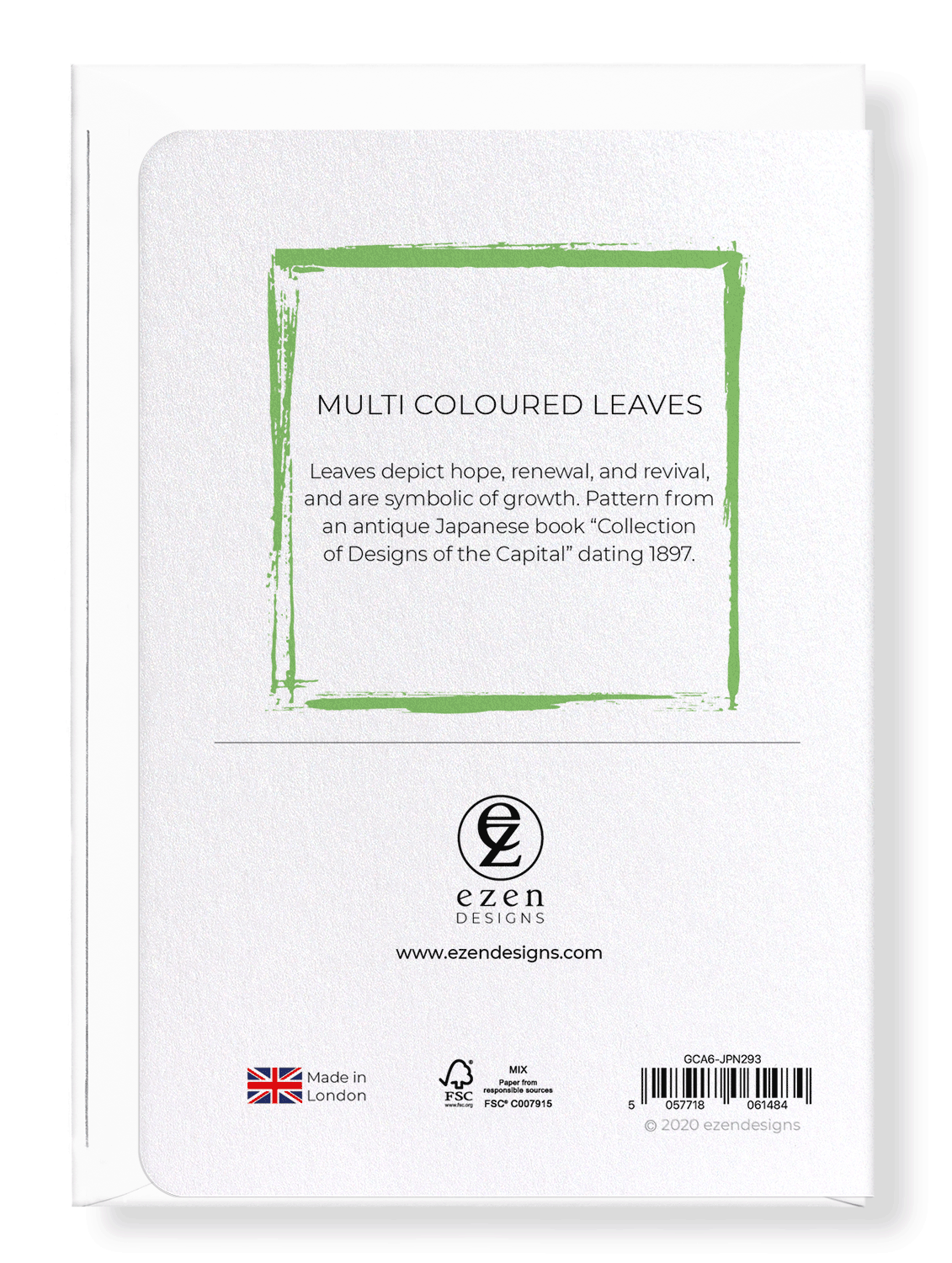 Ezen Designs - Multi coloured leaves - Greeting Card - Back