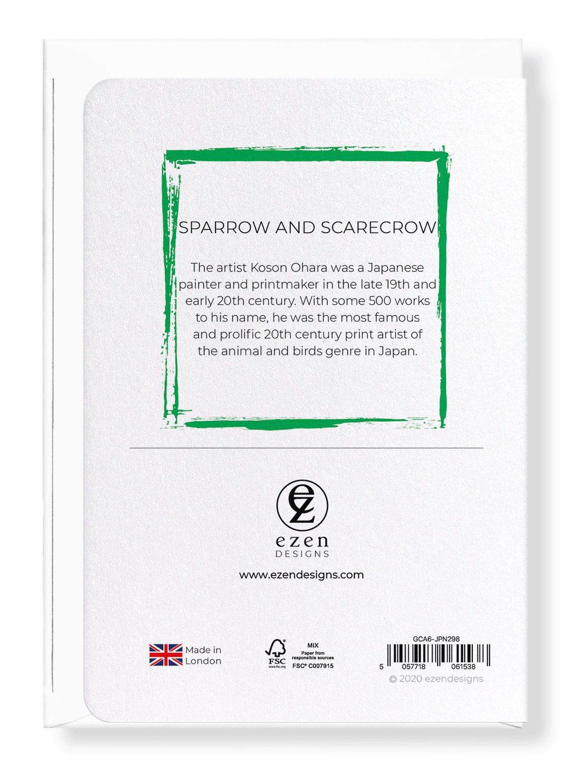 Ezen Designs - Sparrow and scarecrow - Greeting Card - Back