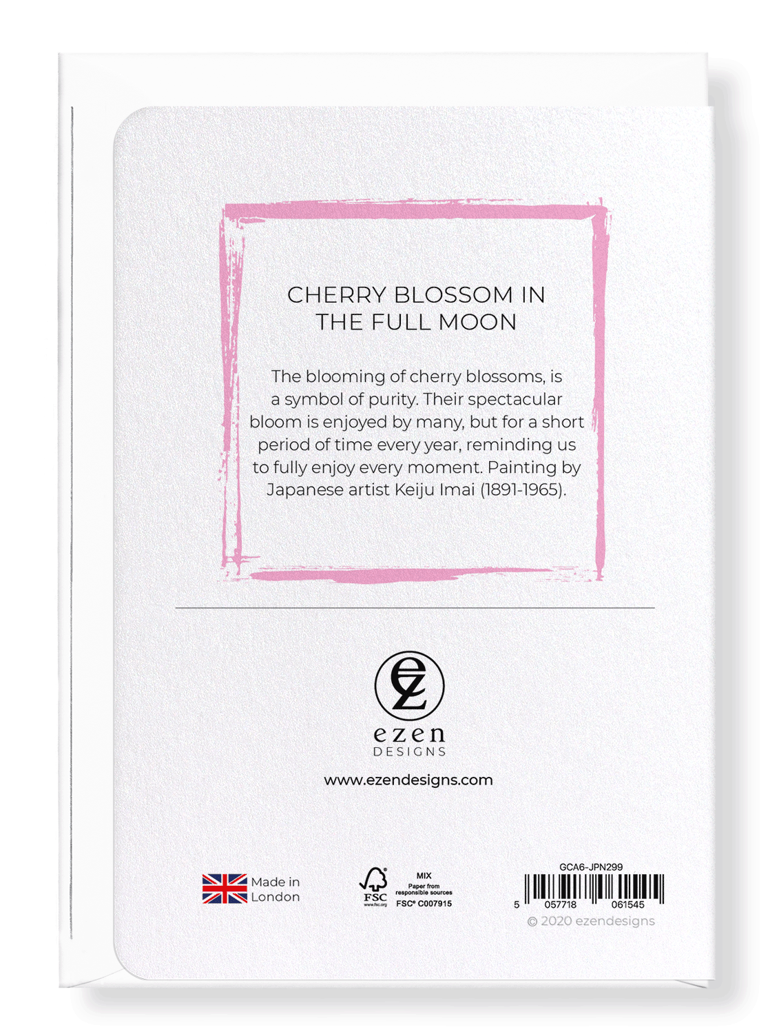 Ezen Designs - Cherry blossom in the full moon - Greeting Card - Back