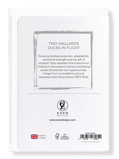 Ezen Designs - Two Mallards Ducks in Flight - Greeting Card - Back