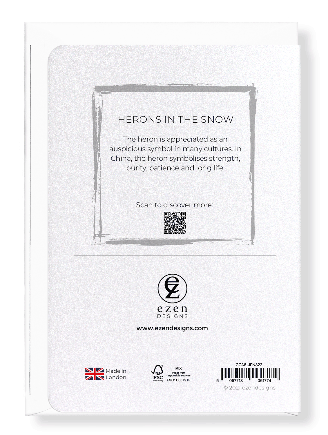 Ezen Designs - Herons in the snow - Greeting Card - Back
