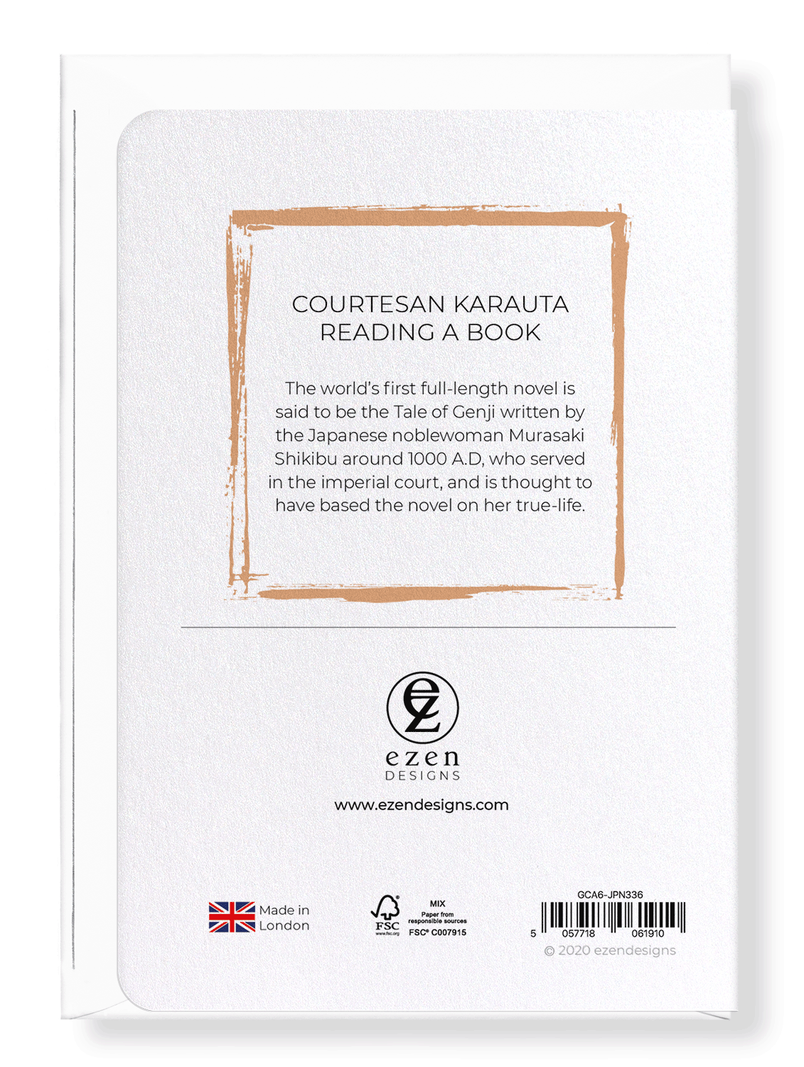Ezen Designs - Courtesan karauta reading a book - Greeting Card - Back