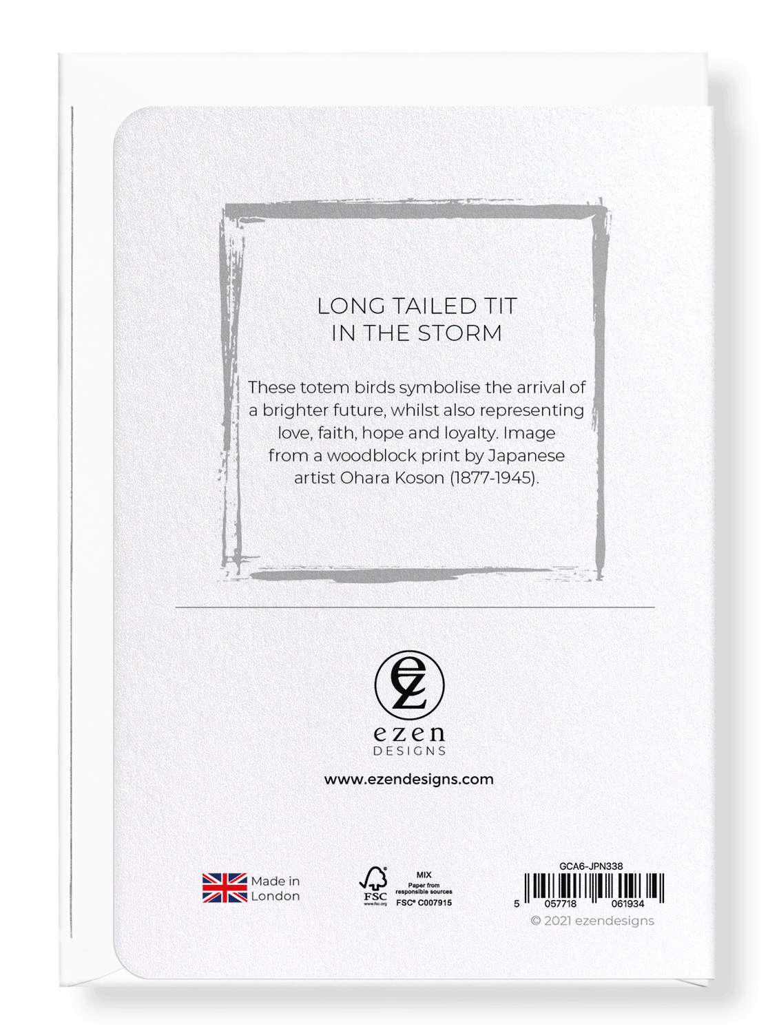 Ezen Designs - Long Tailed Tit in the Storm - Greeting Card - Back