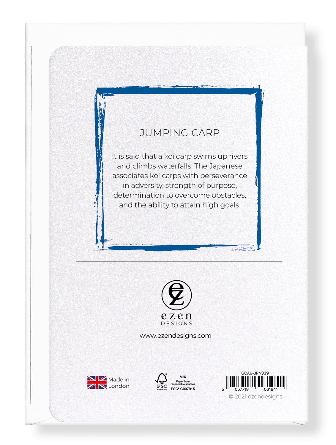 Ezen Designs - Jumping carp - Greeting Card - Back