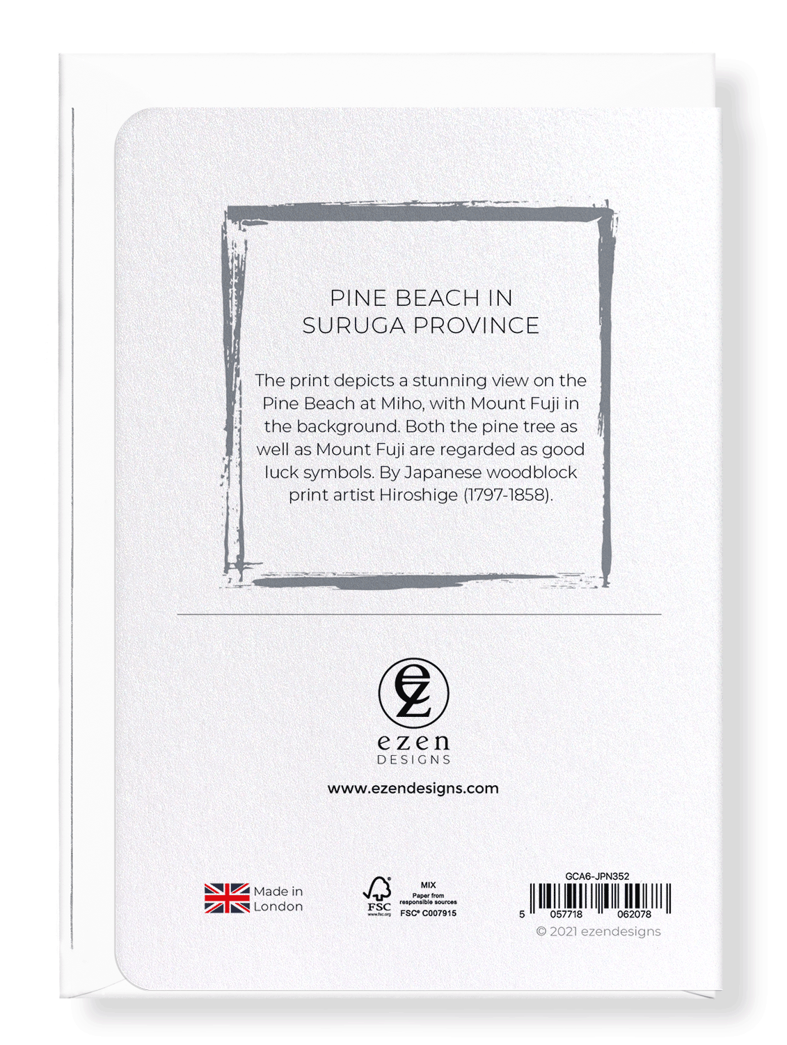 Ezen Designs - Pine beach in Suruga province - Greeting Card - Back