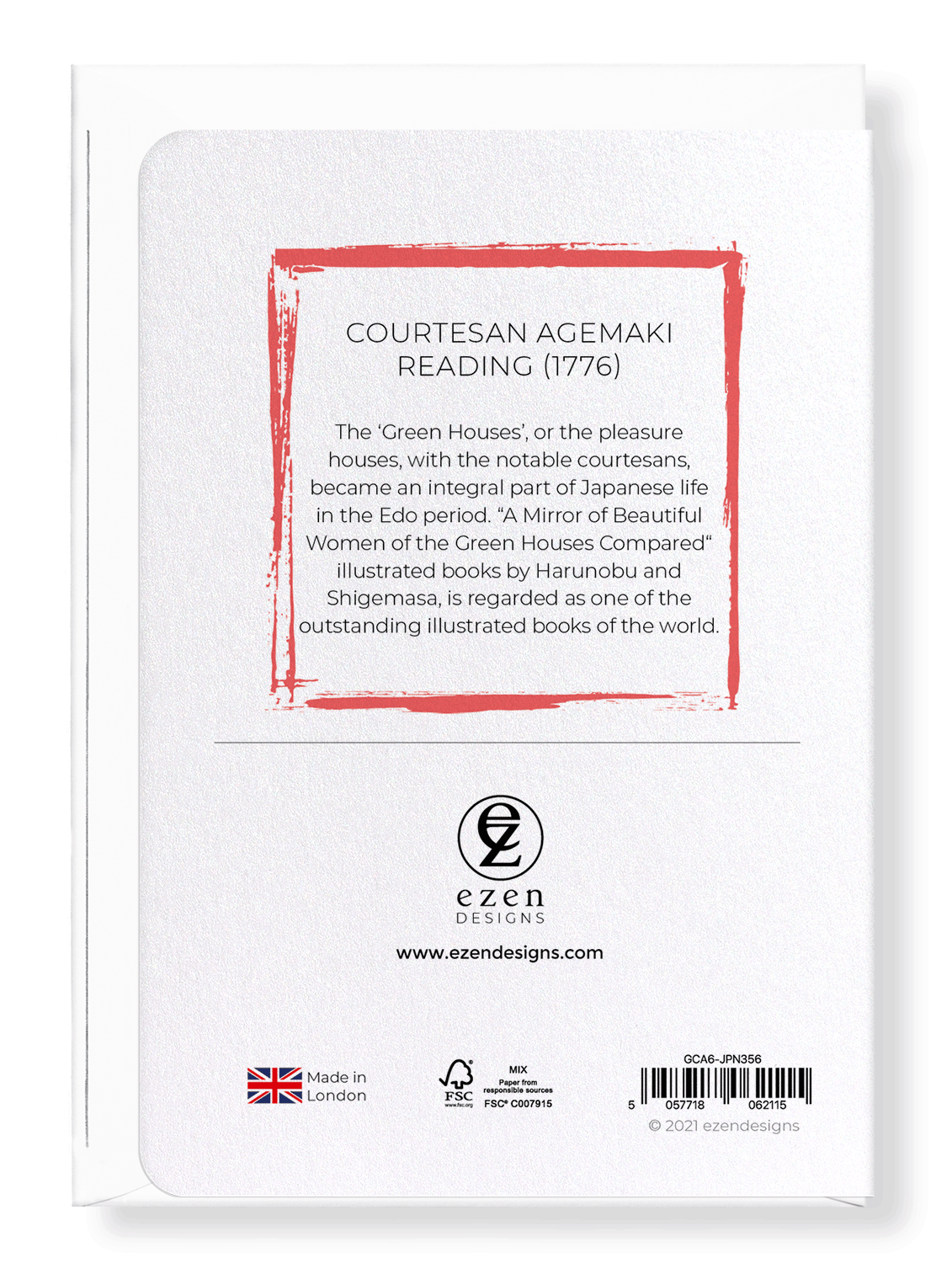 Ezen Designs - Courtesan Agemaki reading (1776) - Greeting Card - Back