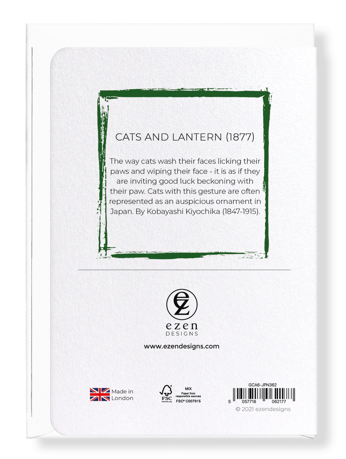 Ezen Designs - Cats and Lantern (1877) - Greeting Card - Back