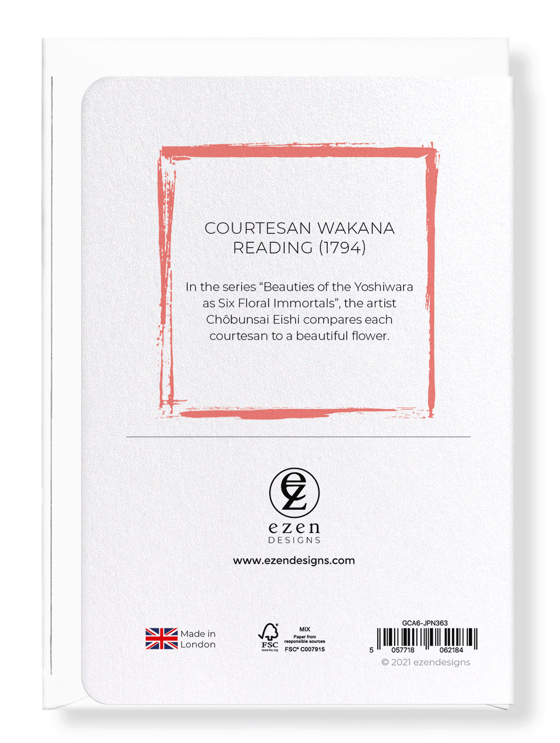 Ezen Designs - Courtesan Wakana reading (1794) - Greeting Card - Back