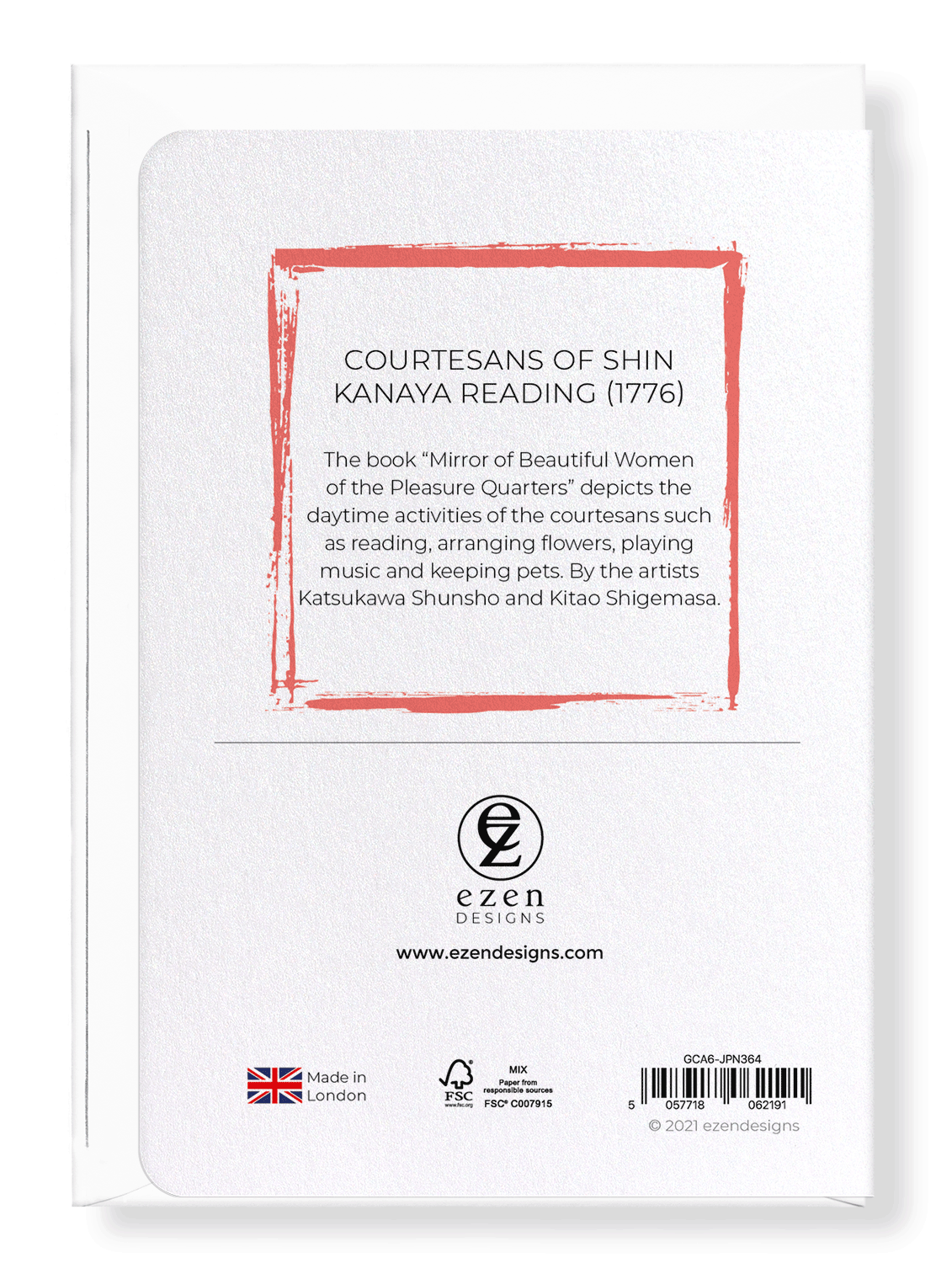 Ezen Designs - Courtesans of Shin Kanaya reading (1776) - Greeting Card - Back