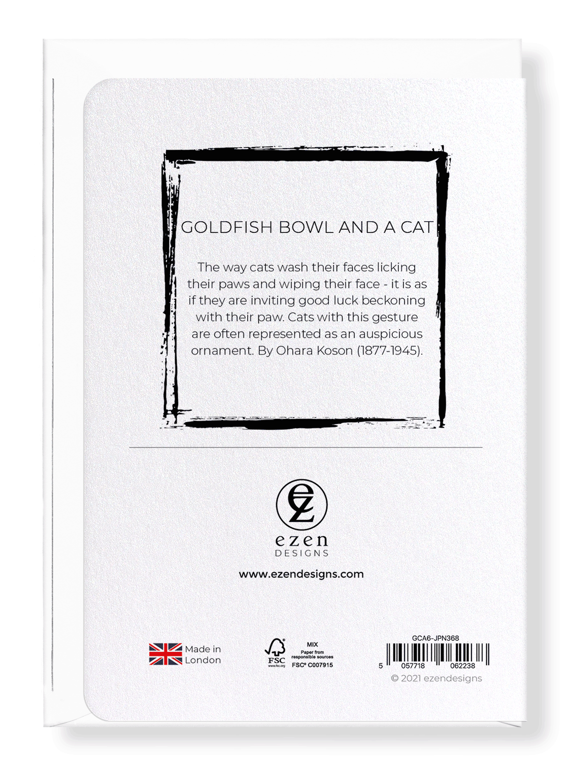 Ezen Designs - Goldfish Bowl and a Cat - Greeting Card - Back