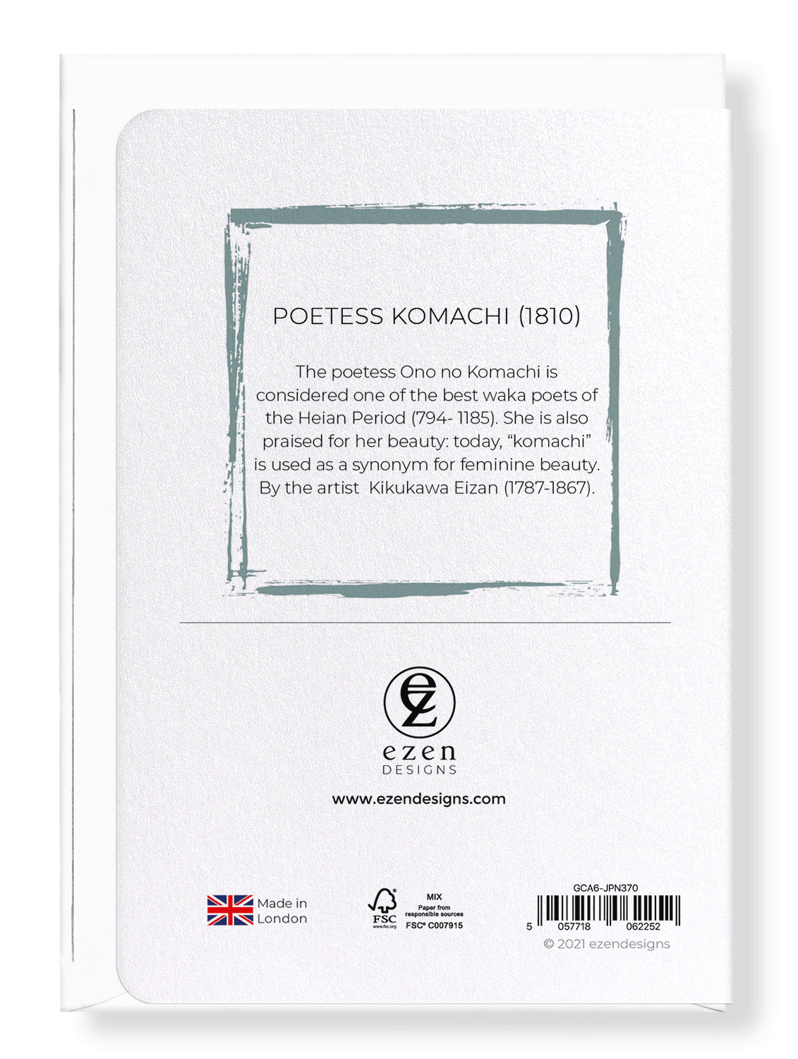 Ezen Designs - Poetess Komachi (1810) - Greeting Card - Back