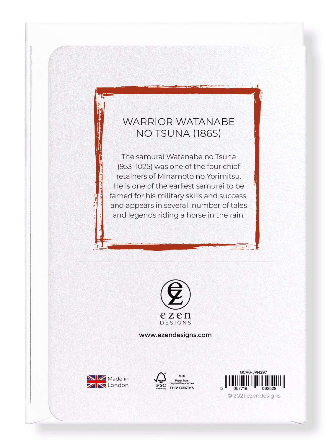 Ezen Designs - Warrior Watanabe no Tsuna (1865) - Greeting Card - Back