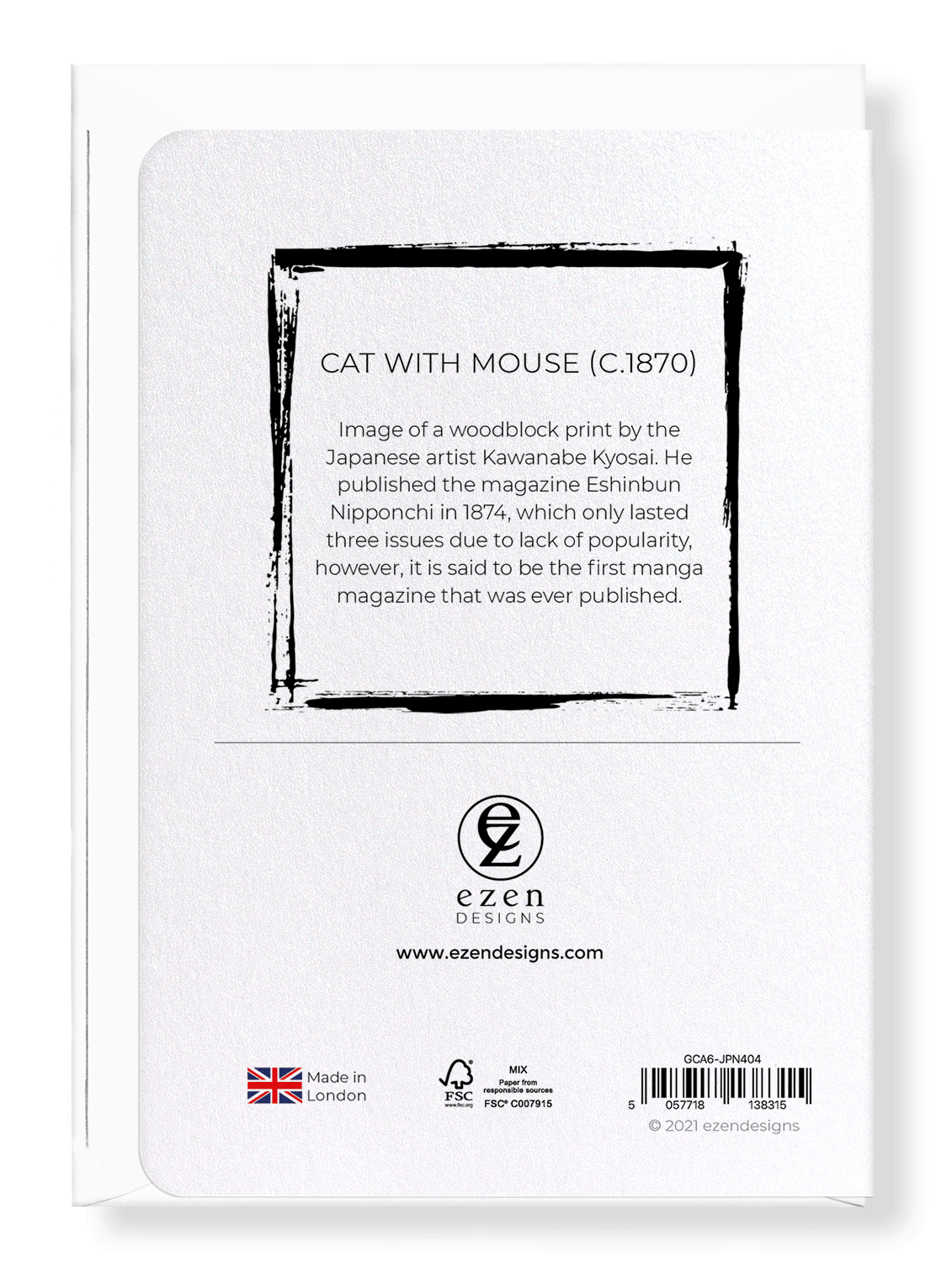 Ezen Designs - Cat with mouse (c.1870) - Greeting Card - Back