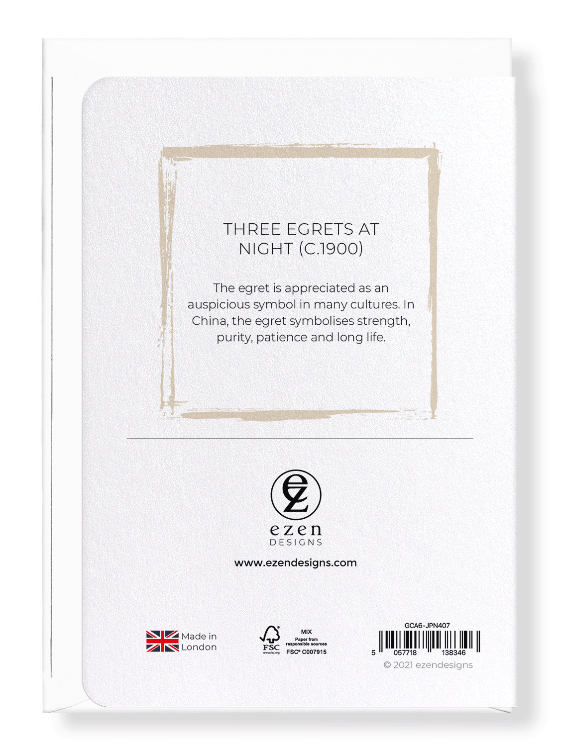 Ezen Designs - Three egrets at night (c.1900) - Greeting Card - Back