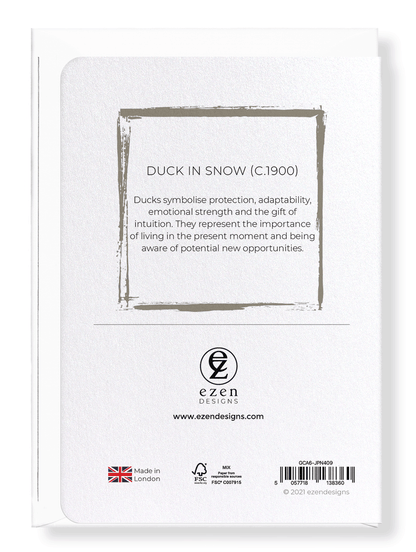 Ezen Designs - Duck in snow (c.1900) - Greeting Card - Back