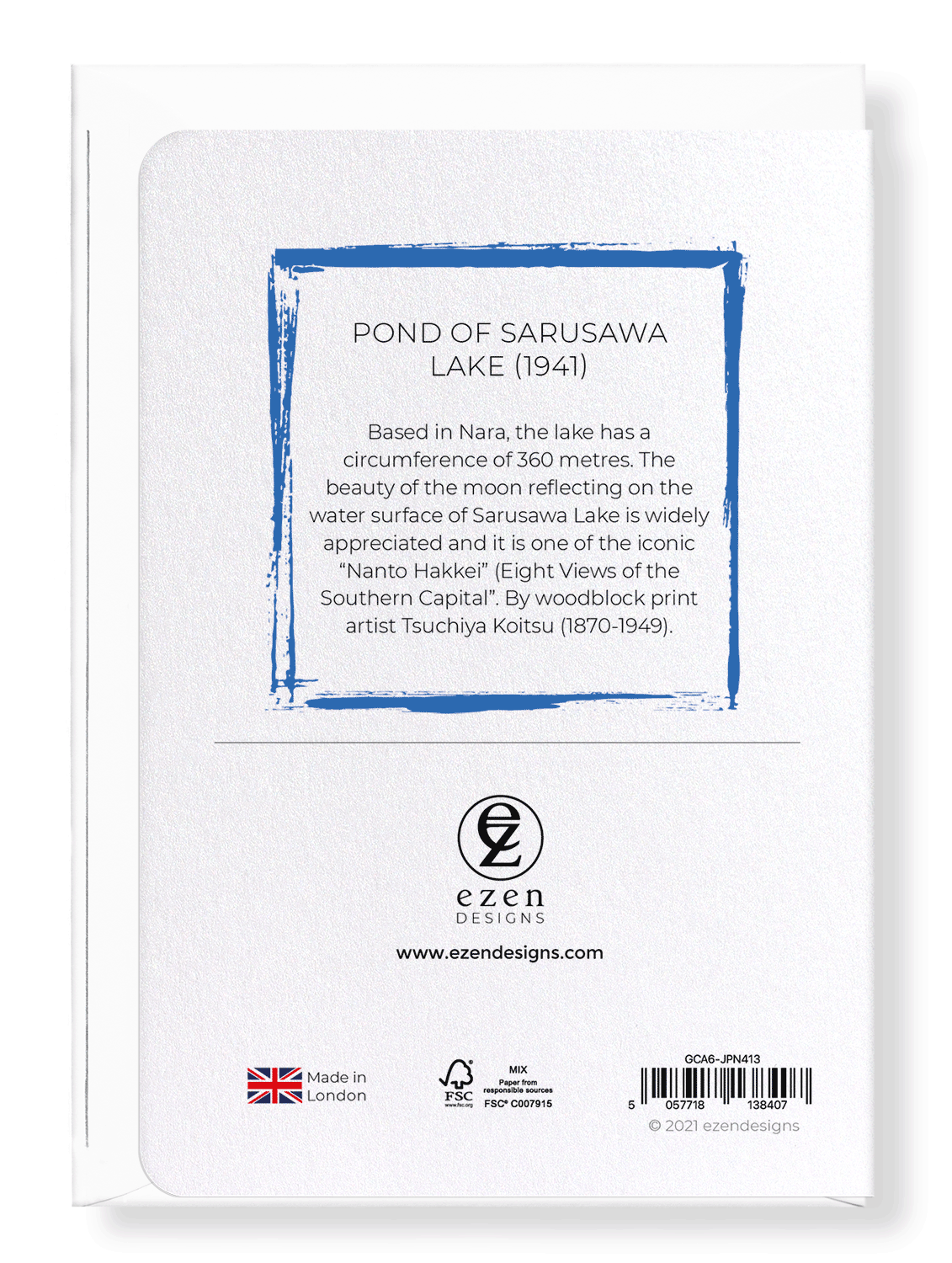 Ezen Designs - Pond of Sarusawa Lake (1941) - Greeting Card - Back