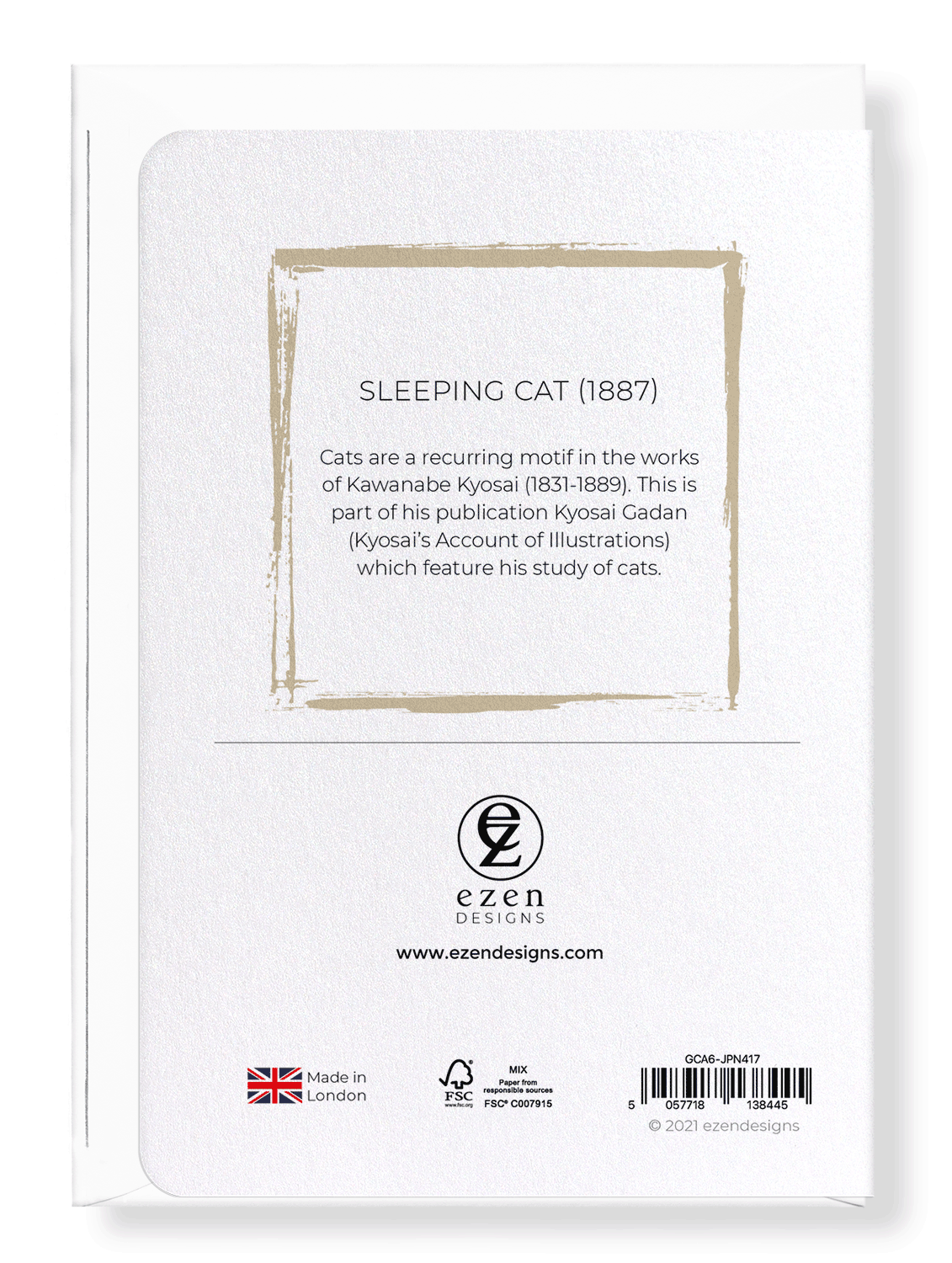 Ezen Designs - Sleeping cat (1887) - Greeting Card - Back