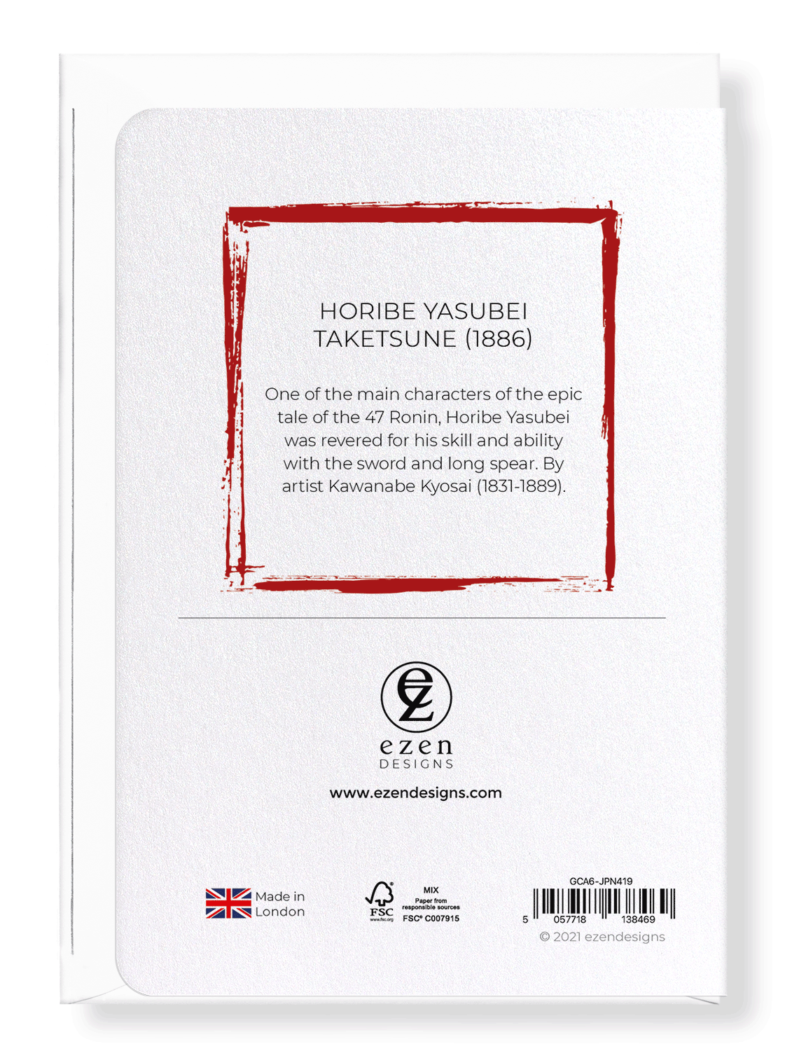 Ezen Designs - Horibe Yasubei Taketsune (1886) - Greeting Card - Back