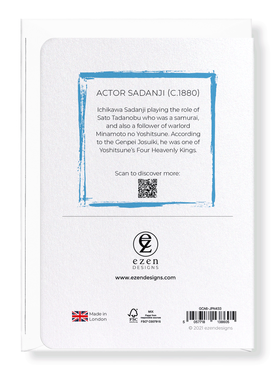 Ezen Designs - Actor Sadanji (c.1880) - Greeting Card - Back