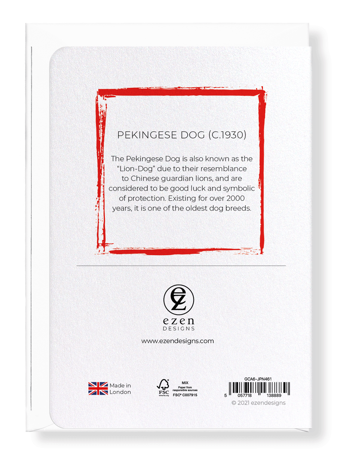 Ezen Designs - Pekingese Dog (c.1930) - Greeting Card - Back