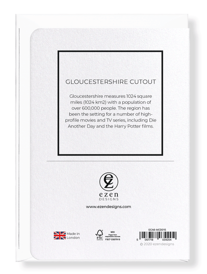 GLOUCESTERSHIRE CUTOUT: Map Cutout Greeting Card