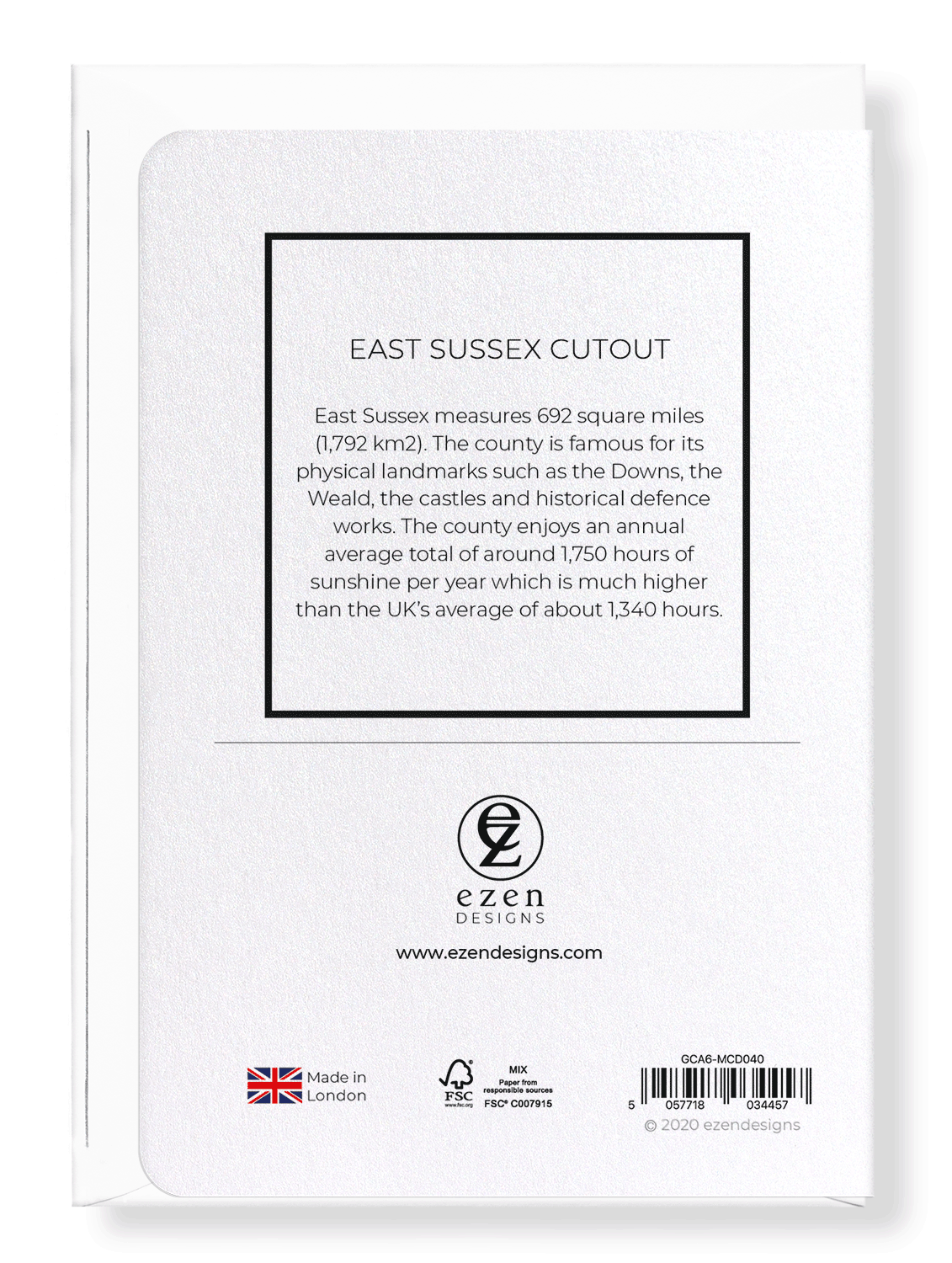 EAST SUSSEX CUTOUT: Map Cutout Greeting Card
