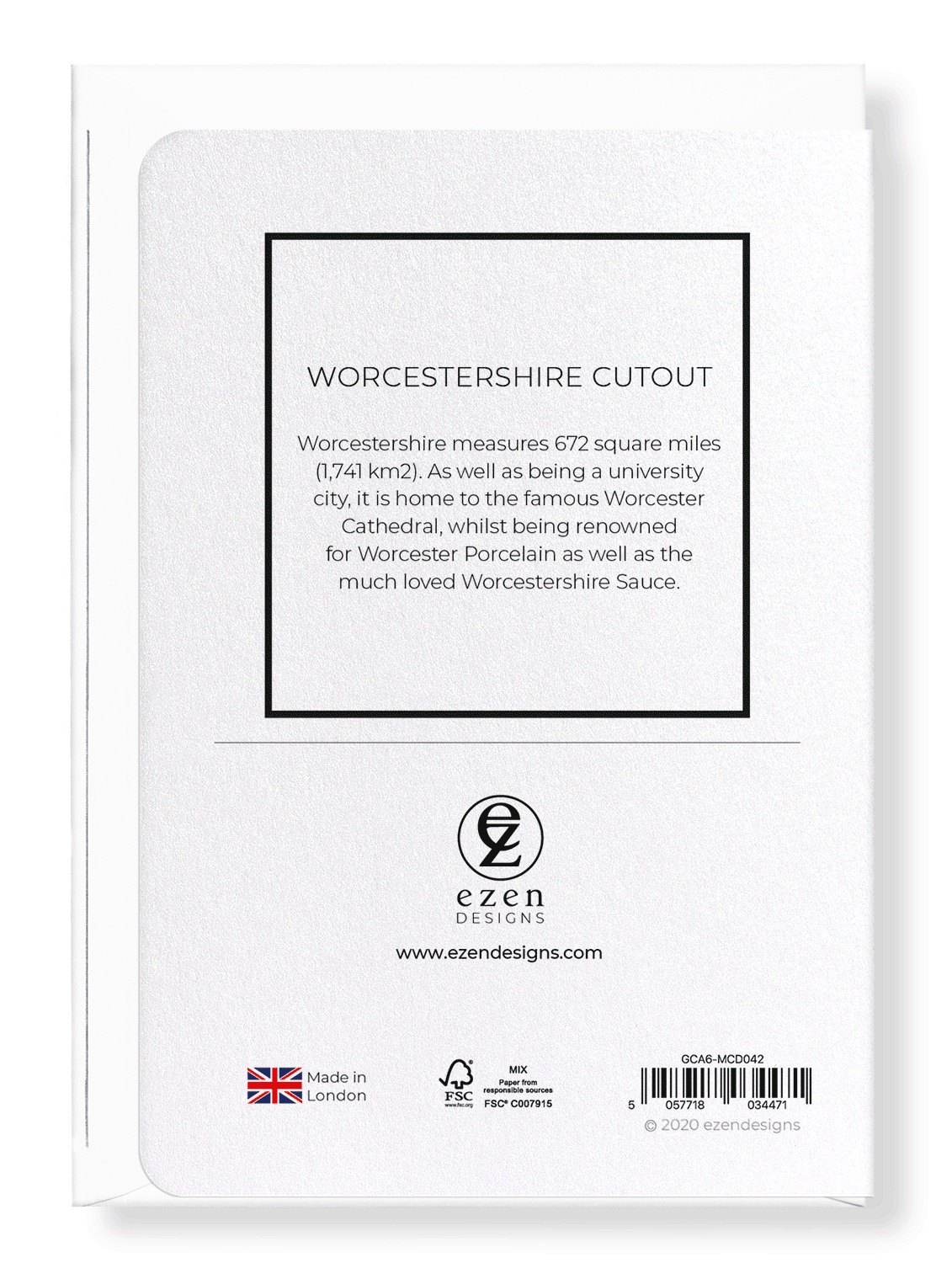 WORCESTERSHIRE CUTOUT: Map Cutout Greeting Card