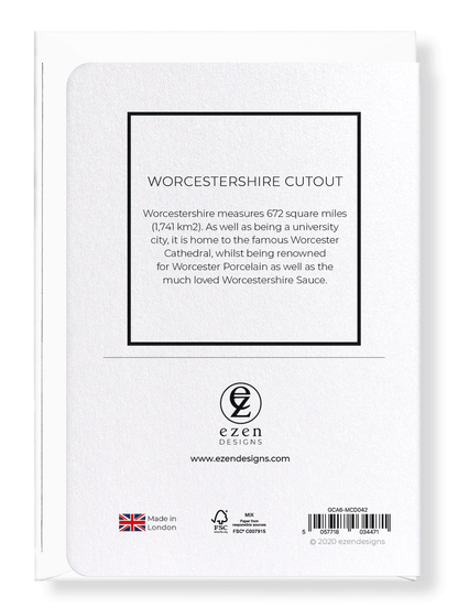 WORCESTERSHIRE CUTOUT: Map Cutout Greeting Card