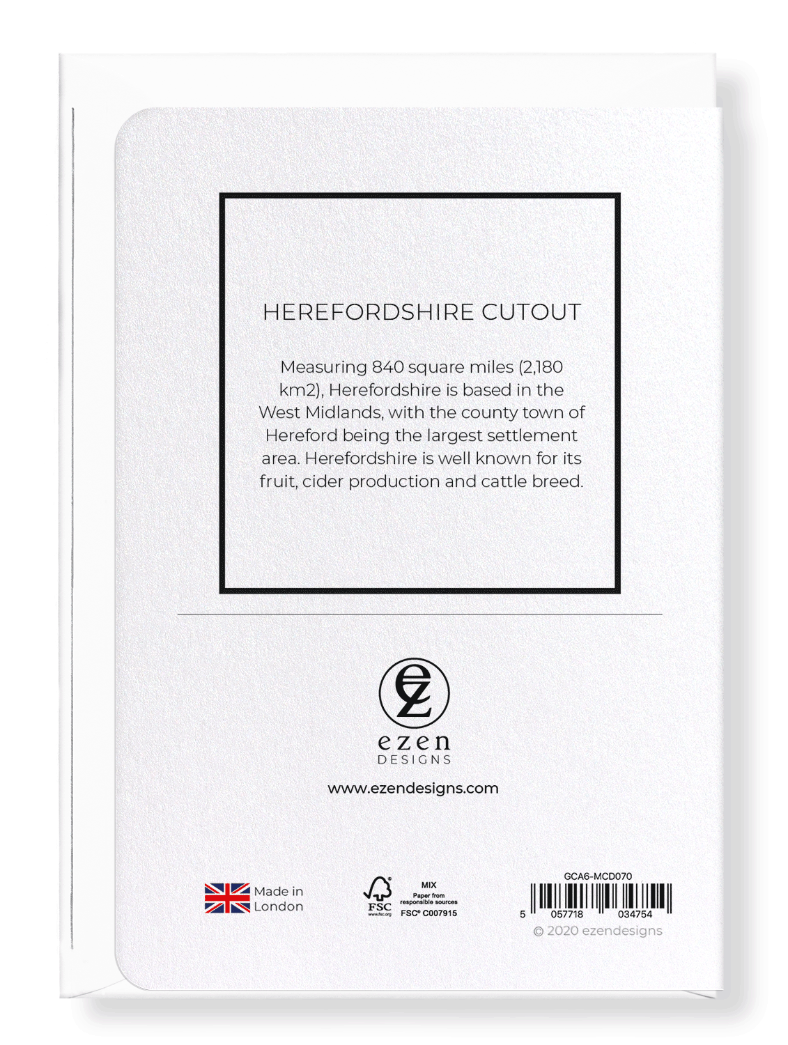 HEREFORDSHIRE CUTOUT: Map Cutout Greeting Card