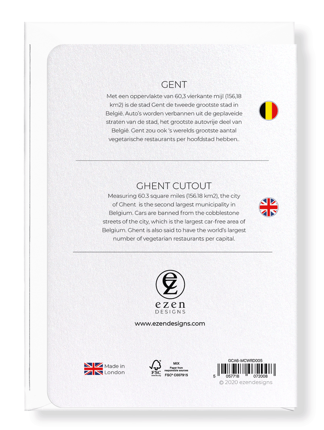 GHENT CUTOUT: Map Cutout Greeting Card
