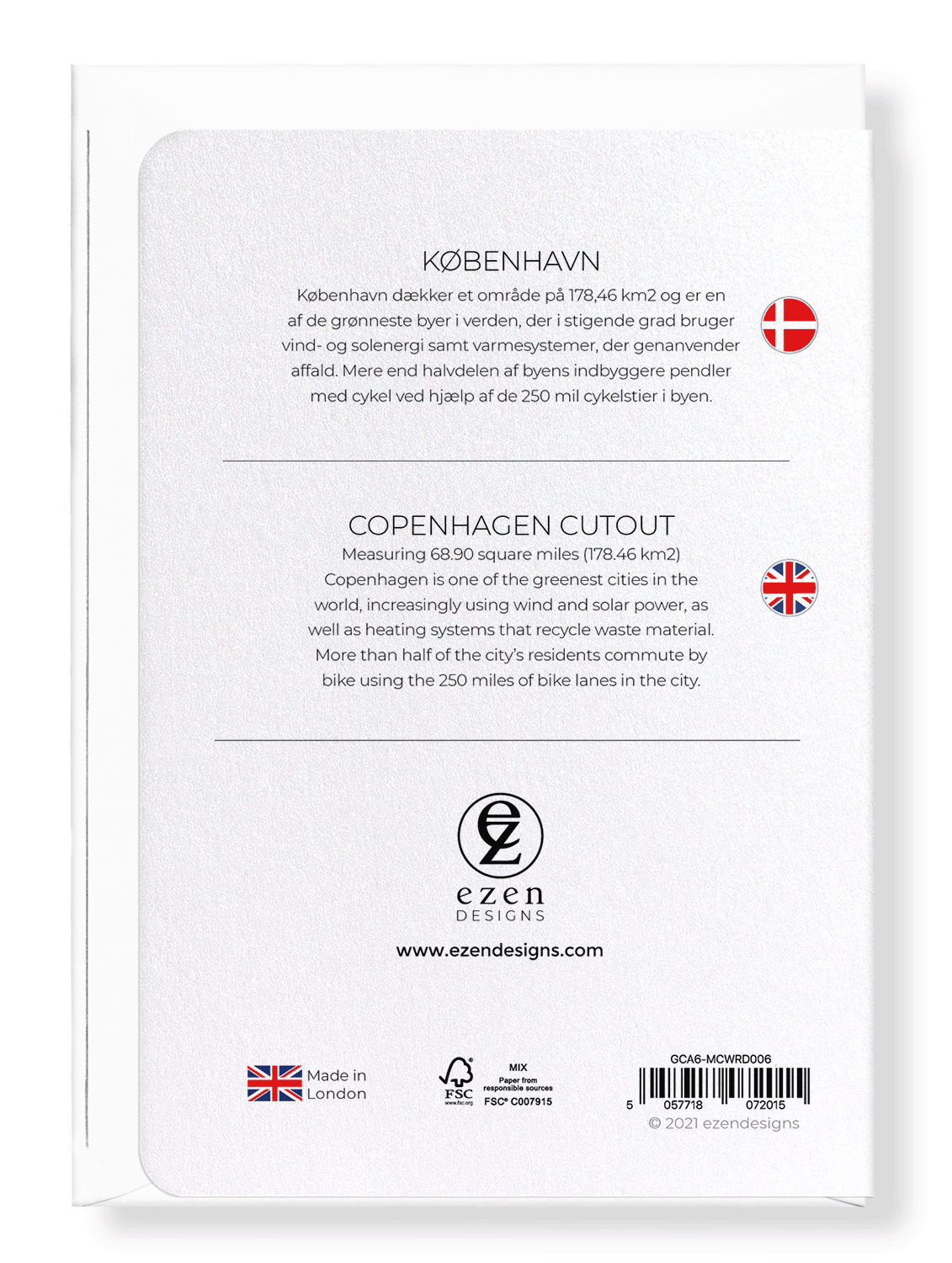 COPENHAGEN CUTOUT: Map Cutout Greeting Card