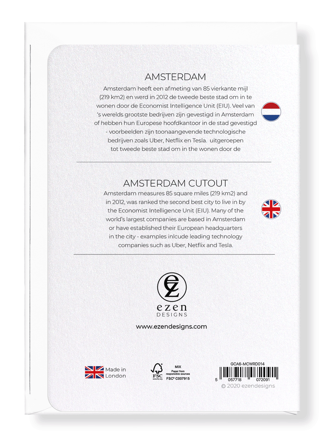 AMSTERDAM CUTOUT: Map Cutout Greeting Card