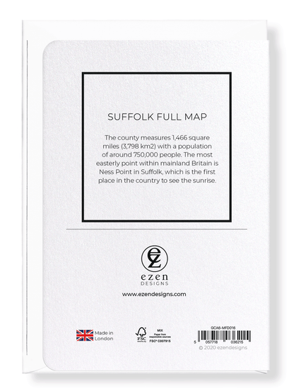 SUFFOLK FULL MAP: Map Full Greeting Card