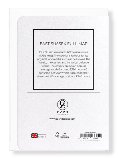 EAST SUSSEX FULL MAP: Map Full Greeting Card