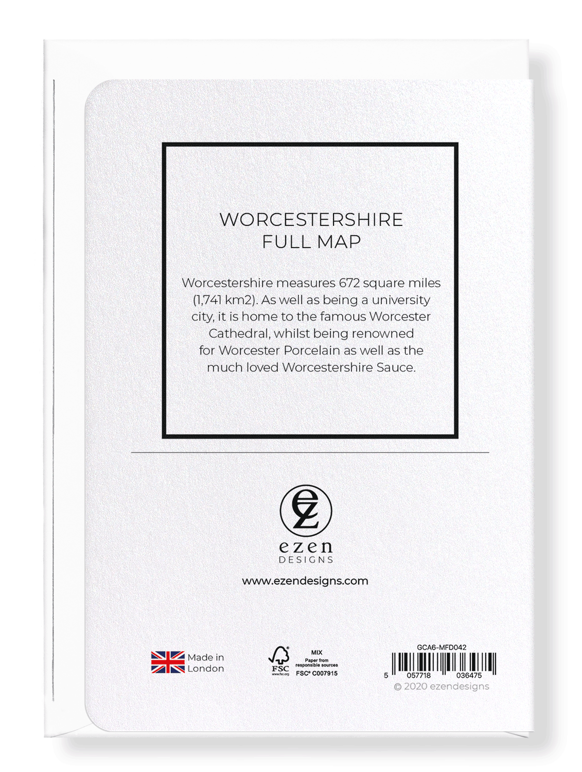 WORCESTERSHIRE FULL MAP: Map Full Greeting Card
