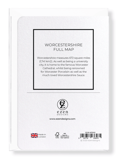 WORCESTERSHIRE FULL MAP: Map Full Greeting Card