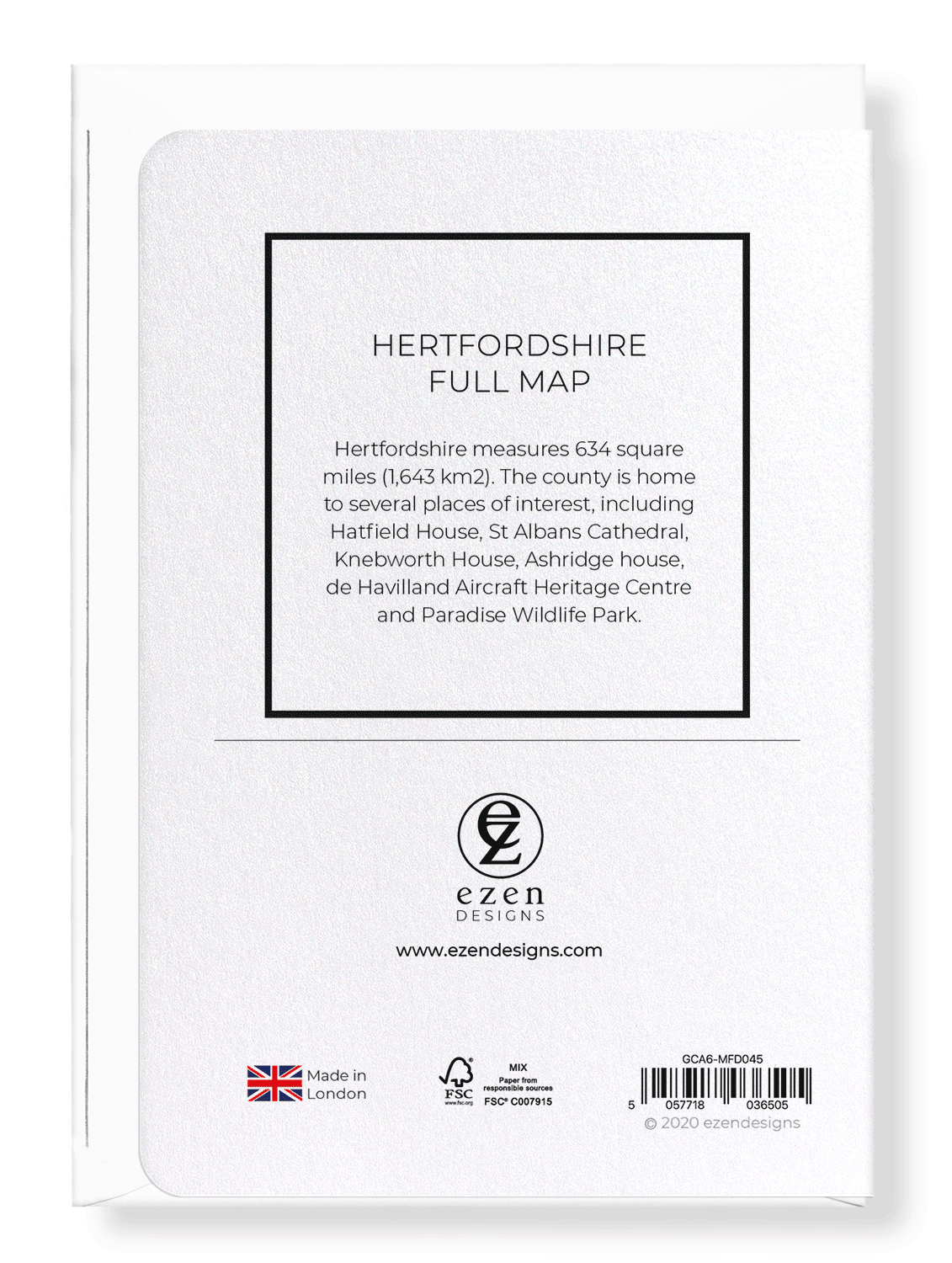 HERTFORDSHIRE FULL MAP: Map Full Greeting Card