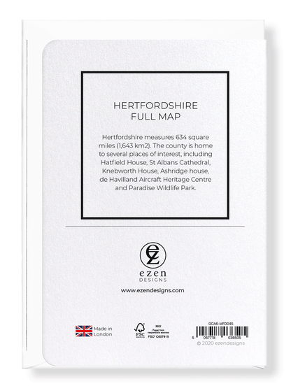 HERTFORDSHIRE FULL MAP: Map Full Greeting Card