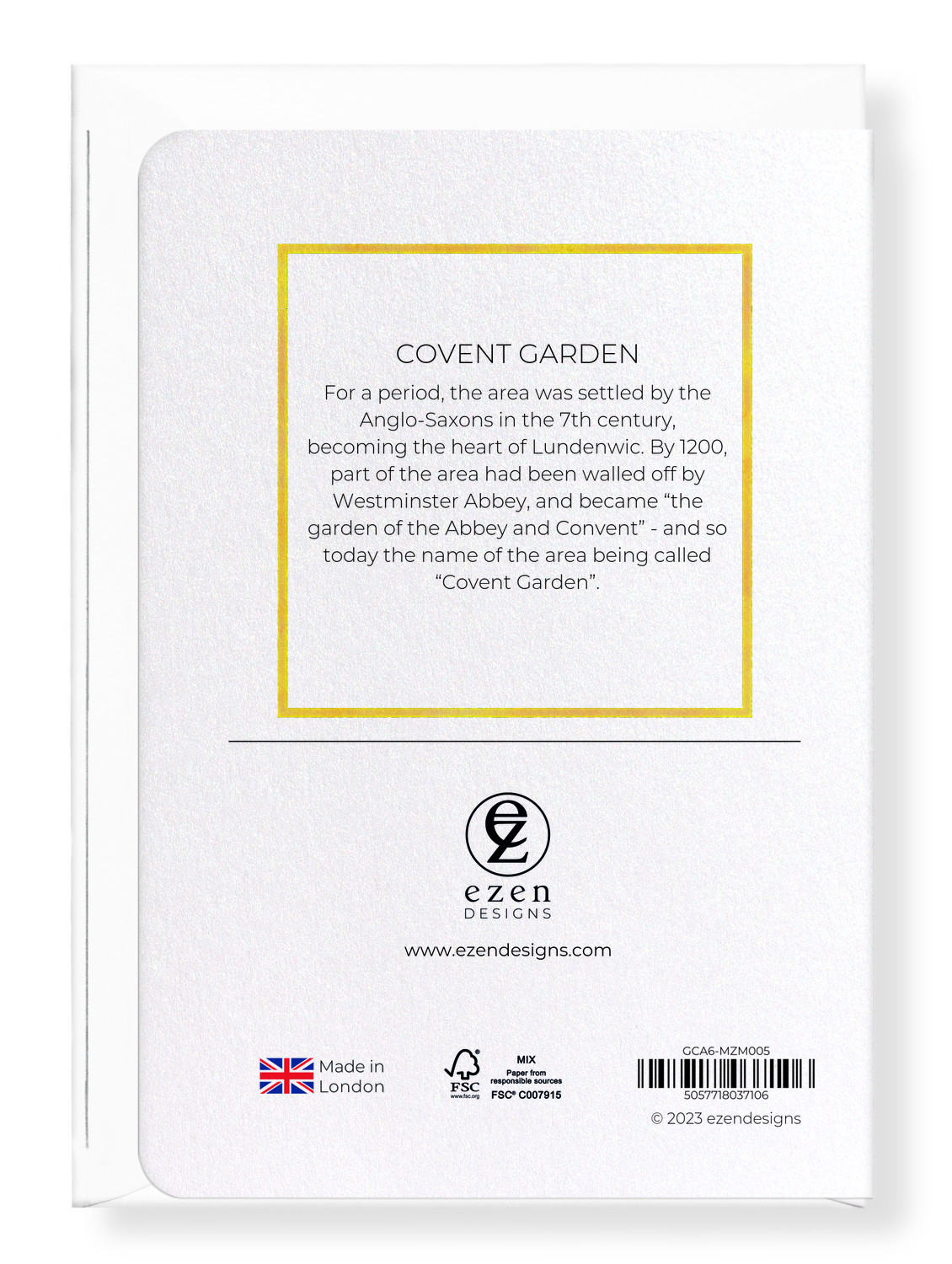 Ezen Designs - Covent Garden - Greeting Card - Back
