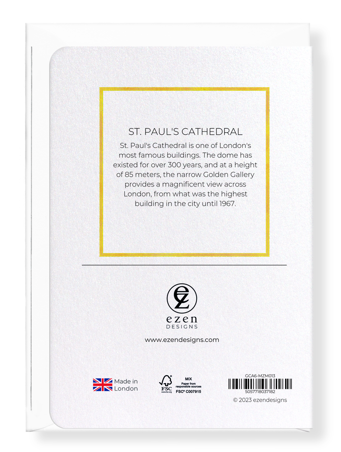 Ezen Designs - St. Paul's Cathedral - Greeting Card - Back