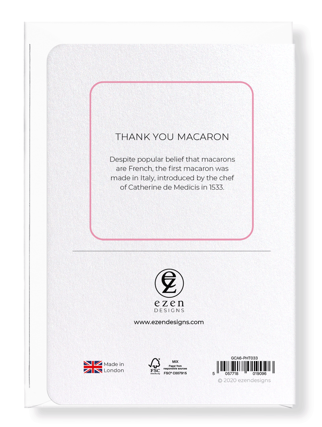 Ezen Designs - Thank you macaron - Greeting Card - Back