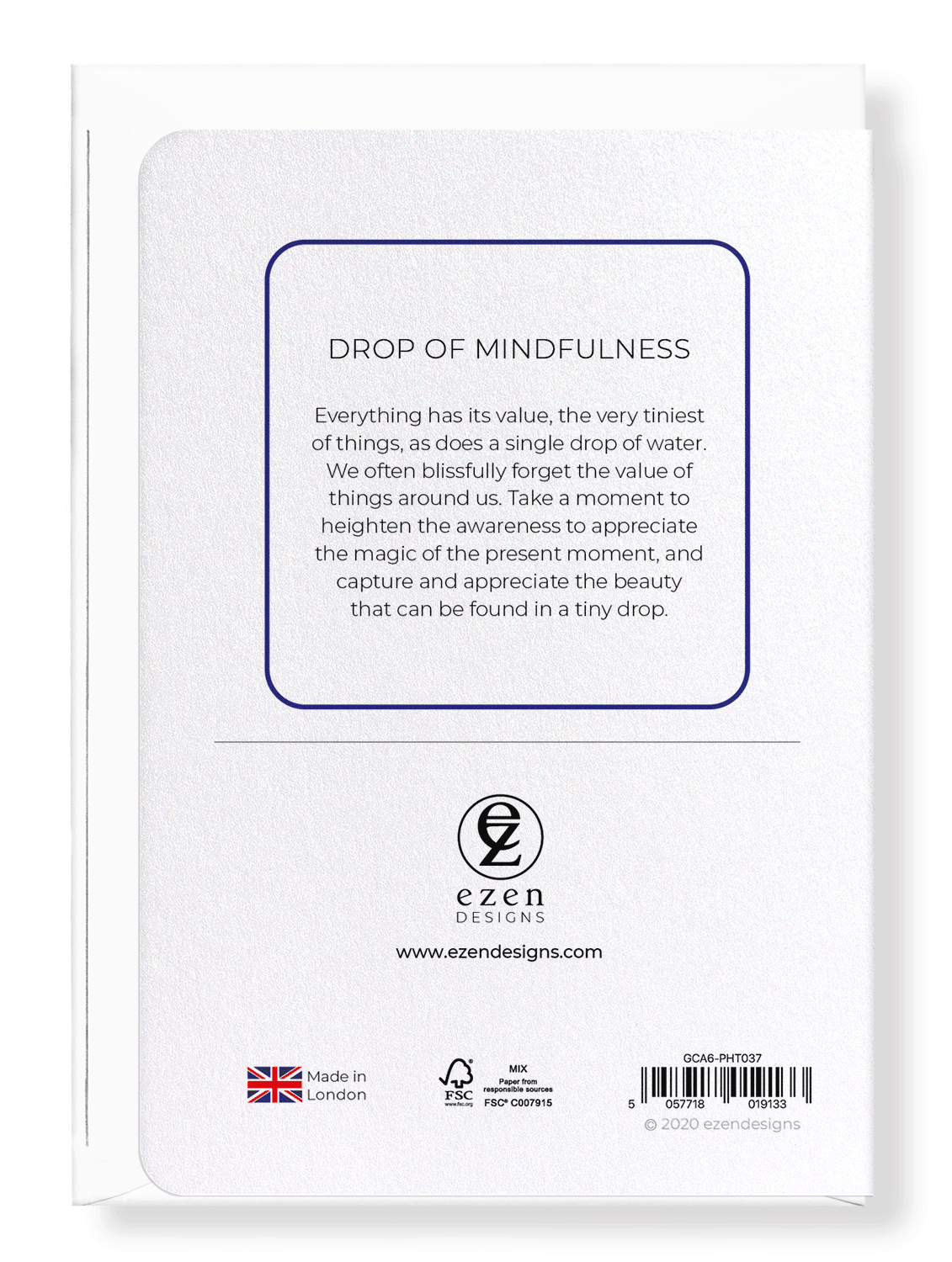 Ezen Designs - Drop of mindfulness - Greeting Card - Back