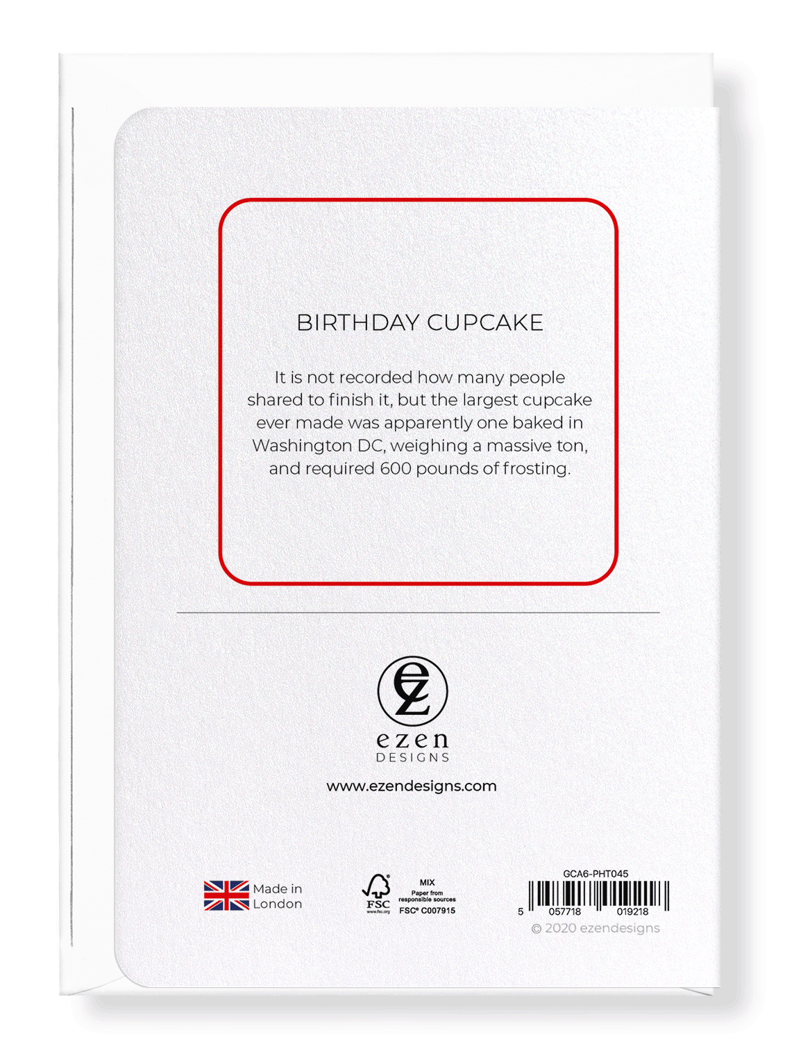 Ezen Designs - Birthday cupcake - Greeting Card - Back