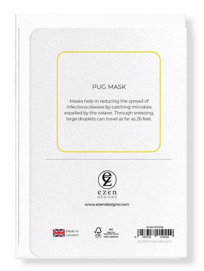 Ezen Designs - Pug mask - Greeting Card - Back