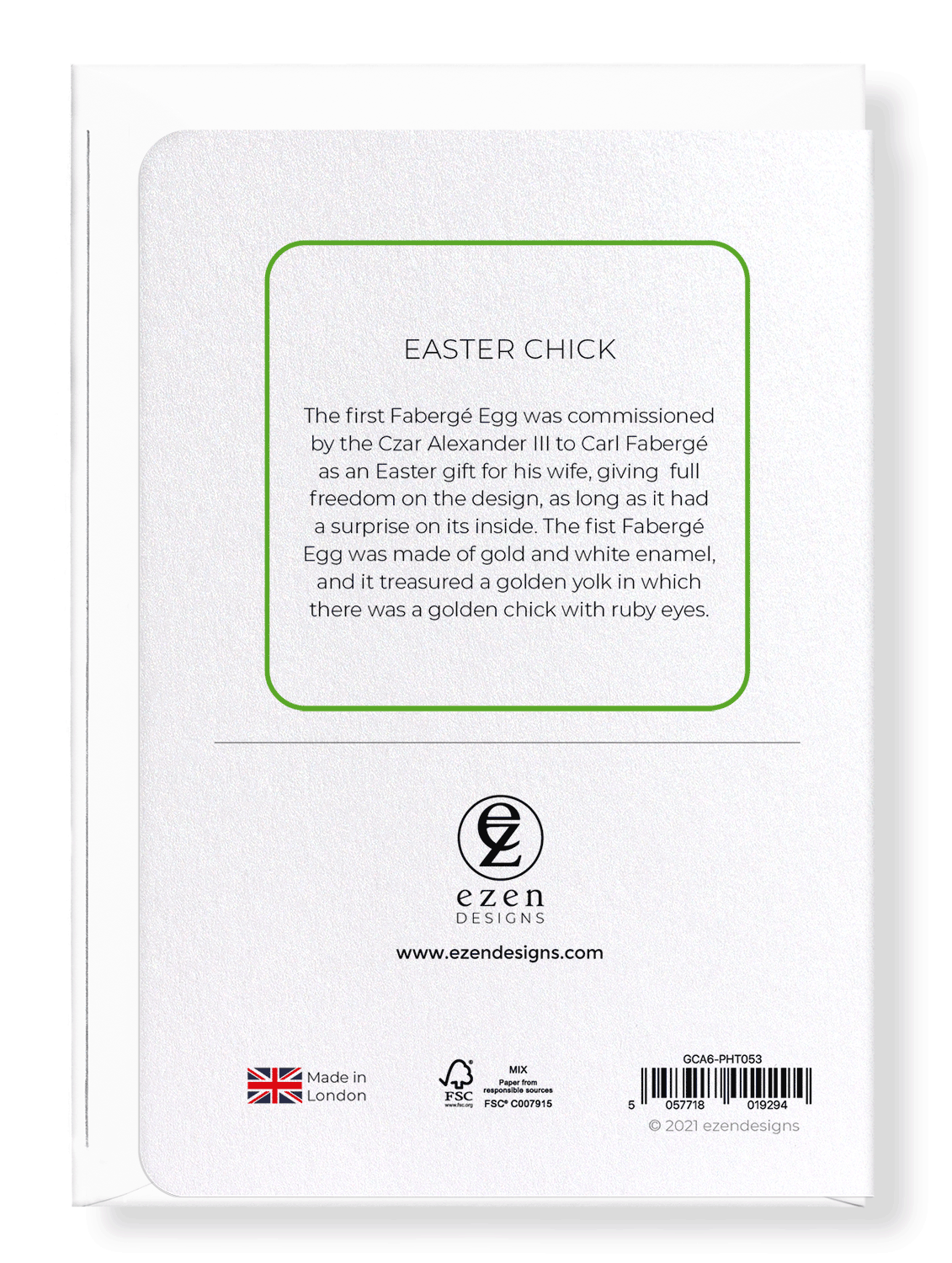 Ezen Designs - Easter chick - Greeting Card - Back