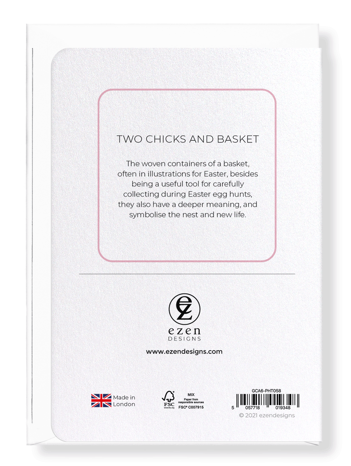 Ezen Designs - Two chicks and basket - Greeting Card - Back
