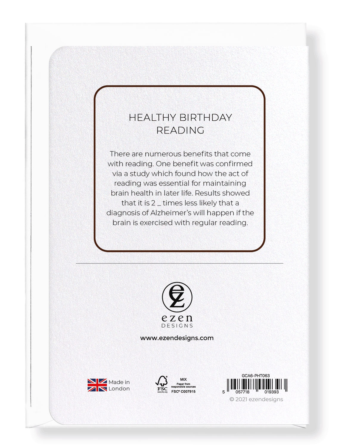 Ezen Designs - Healthy birthday reading - Greeting Card - Back
