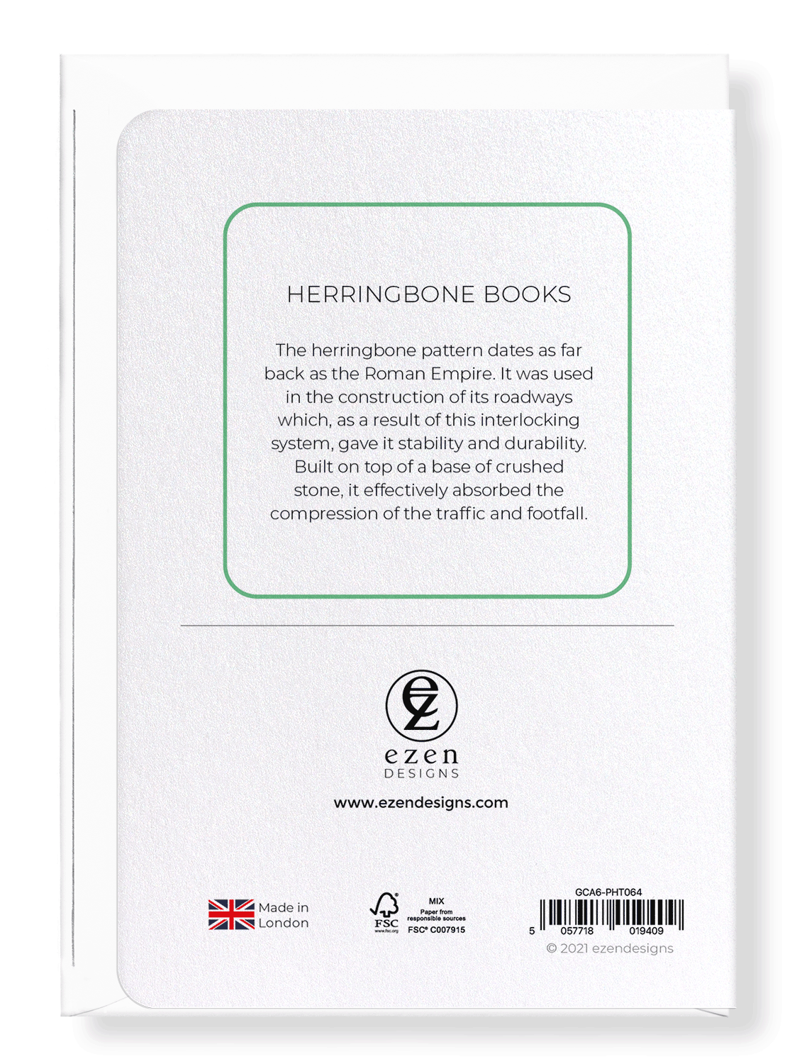 Ezen Designs - Herringbone books - Greeting Card - Back